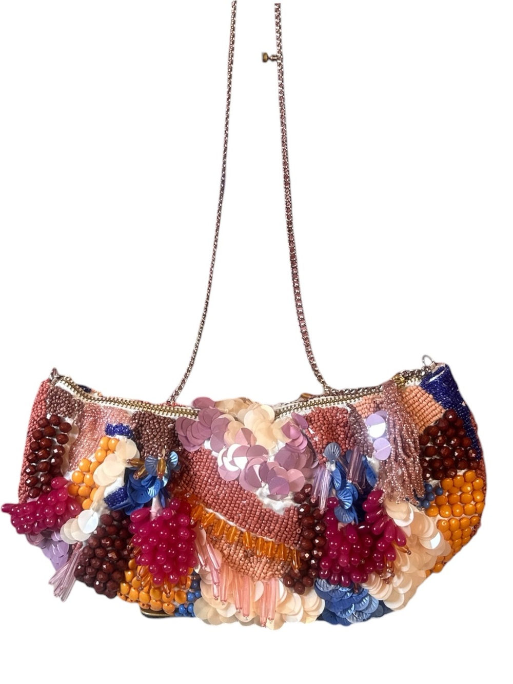 Multicolor Beaded Shoulder Bag with Sequin Accents